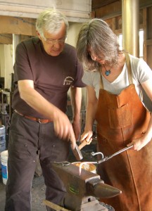 Photo of blacksmith course on forging a driving hook at Peters Valley School of Craft at Delaware Water Gap National Recreation Area. Is this sustainability?