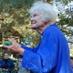 Photo of Christine San Jose host of WJFF Radio's poetry show "Along the Poet's Row" within its Farm and County program.