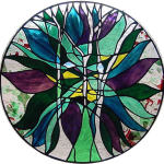 Custom designed stained glass panel by The Felicitous Fat Cat.