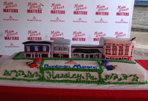 Photo of downtown Hawley, PA cake for Main Street Matters Banjamin Moore celebration.