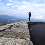 Shenandoah National Park Artist-in-Residence Sandy Long photographs an overlook along Skyline Drive.